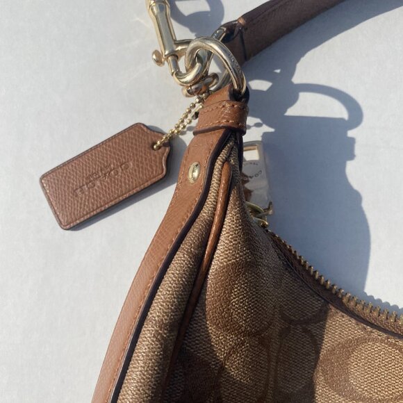 Coach Brown Signature Coated Canvas and Leather Harley Hobo - Picture 12 of 16